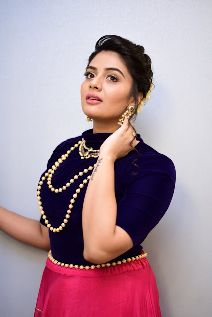 TV Actress Sreemukhi Photos In Traditional Blue Lehenga Choli 73